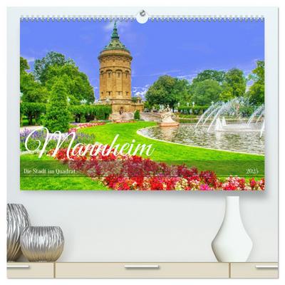 Mannheim - Die Stadt im Quadrat (hochwertiger Premium Wandkalender 2025 DIN A2 quer), Kunstdruck in Hochglanz
