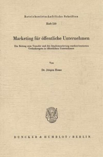 Marketing für öffentliche Unternehmen.