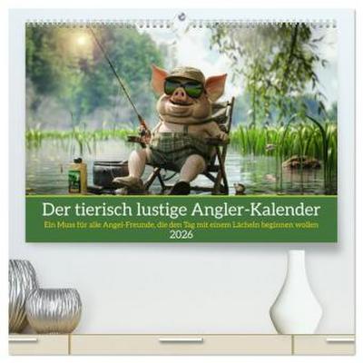 Der tierisch lustige Angler-Kalender (hochwertiger Premium Wandkalender 2026 DIN A2 quer), Kunstdruck in Hochglanz