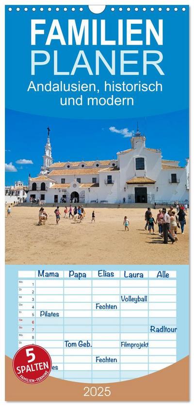 Familienplaner 2025 - Andalusien, historisch und modern mit 5 Spalten (Wandkalender, 21 x 45 cm) CALVENDO
