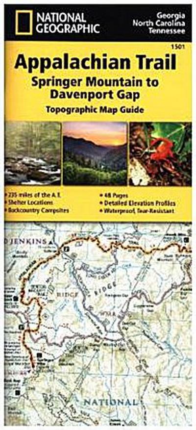 Appalachian Trail: Springer Mountain to Davenport Gap Map [Georgia, North Carolina, Tennessee]