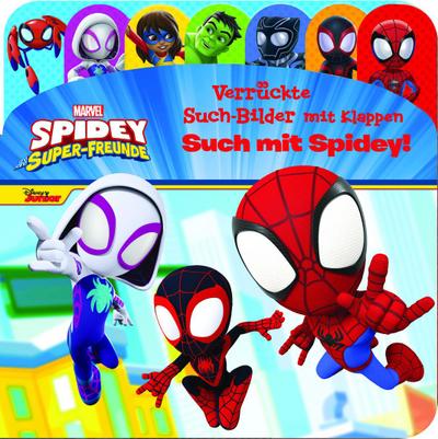 Marvel Spidey und seine Super-Freunde - Verrückte Such-Bilder mit Klappen - Such mit Spidey! - Pappbilderbuch mit 20 Klappen - Wimmelbuch für Kinder ab 18 Monaten