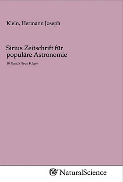 Sirius Zeitschrift für populäre Astronomie