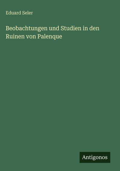 Beobachtungen und Studien in den Ruinen von Palenque