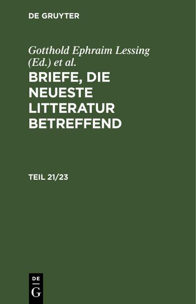 Briefe, die neueste Litteratur betreffend. Teil 21/23