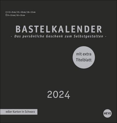 Bastelkalender 2024 Premium schwarz mittel. Blanko-Kalender zum Basteln mit extra Titelblatt für eine persönliche Gestaltung. Foto- und Bastelkalender 2024.