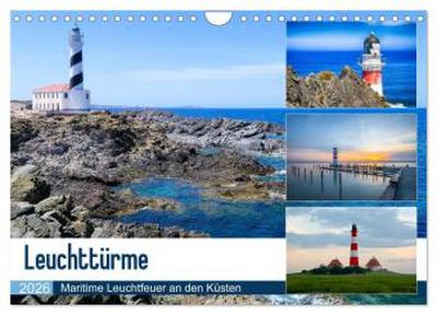Leuchttürme - Maritime Leuchtfeuer an den Küsten (Wandkalender 2026 DIN A4 quer), CALVENDO Monatskalender