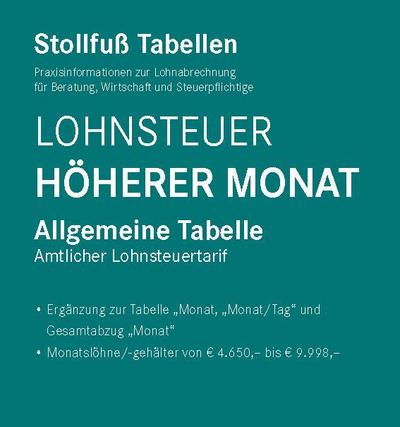 Tabelle, Lohnsteuer 2026 Höherer Monat