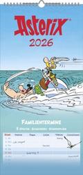 N Neumann - Asterix 2026 - Familienplaner 22x45 cm mit 5 Spalten, deutschem Kalendarium, Stundenplänen & Ferienterminen, Terminplaner mit Spiralbindung, Comic-Kalender für Kinder & Familien