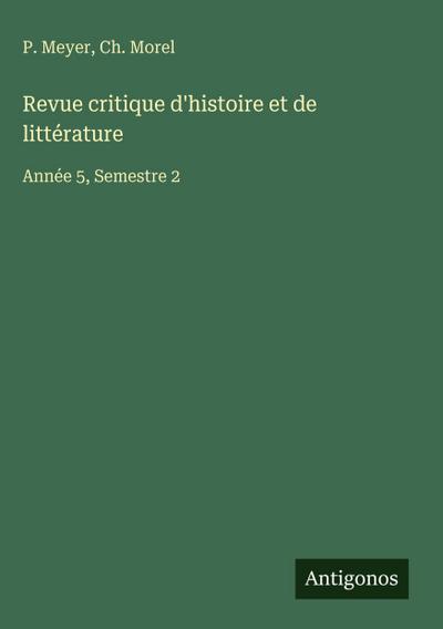 Revue critique d’histoire et de littérature