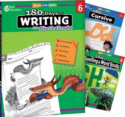 180 Days(tm) Writing, Spelling, & Cursive Grade 6: 3-Book Set