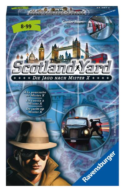 Ravensburger 23381 - Scotland Yard, Mitbringspiel für 2-4 Spieler, Kinderspiel ab 8 Jahren, kompaktes Format, Reisespiel, Brettspiel