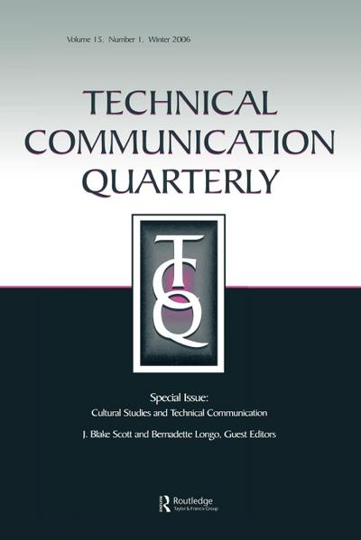 Cultural Studies And Technical Communication Tcq V15#1