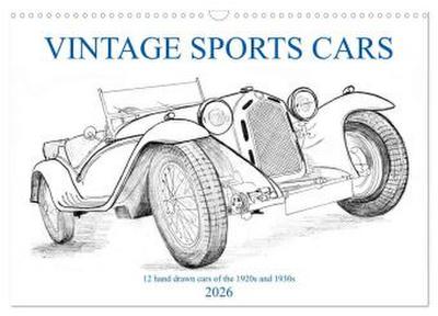 Vintage Sports Cars (Wandkalender 2026 DIN A3 quer), CALVENDO Monatskalender