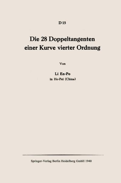 Die 28 Doppeltangenten einer Kurve vierter Ordnung