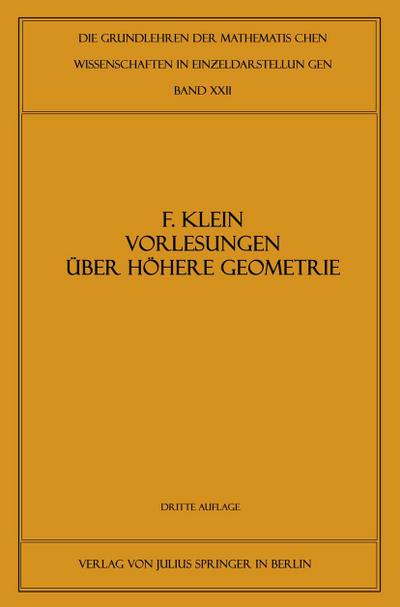 Vorlesungen über Höhere Geometrie
