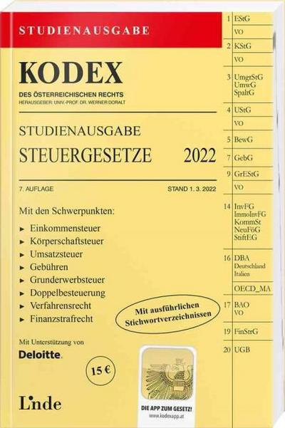 KODEX Studienausgabe Steuergesetze 2022: Studienausgabe (Kodex des Österreichischen Rechts)