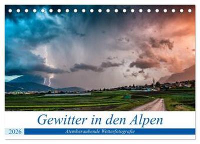 Gewitter in den Alpen (Tischkalender 2026 DIN A5 quer), CALVENDO Monatskalender