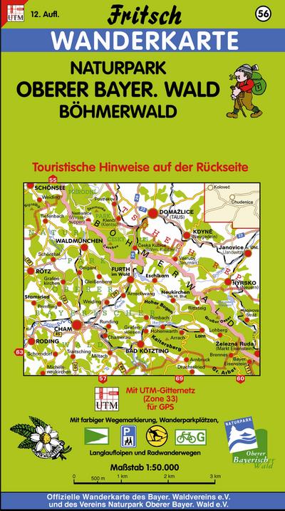 Naturpark Oberer Bayerischer Wald / Böhmerwald 1 : 50 000. Fritsch Wanderkarte