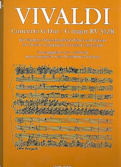Concerto G-Dur, RV 312R, für (Block-)Flöte und Klavier, Partitur u. Stimme