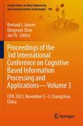 Proceedings of the 3rd International Conference on Cognitive Based Information Processing and ApplicationsVolume 3
