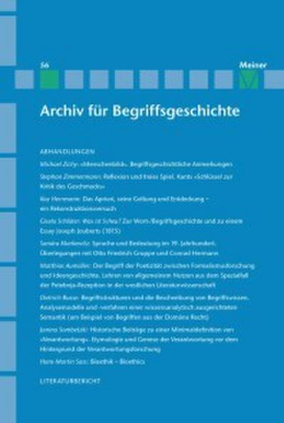 Archiv für Begriffsgeschichte / Archiv für Begriffsgeschichte. Band 56