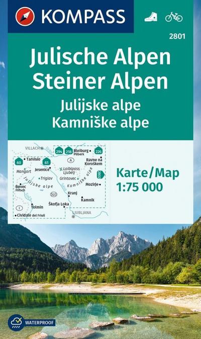 KOMPASS Wanderkarte 2801 Julische Alpen/Julijske alpe, Steiner Alpen/Kamniske alpe 1:75.000 