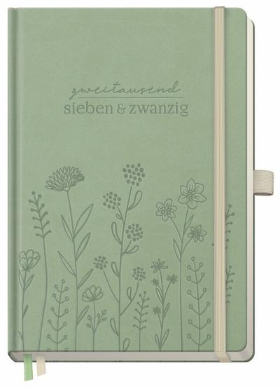 Wochen-Notiz-Timer Classic 26/27 A5 17 Monate [Fine Flowers Salbei]