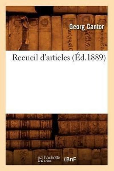 Recueil d’Articles (Éd.1889)