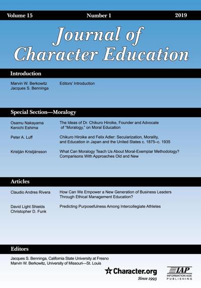 Journal of Character Education Volume 15 Number 1 2019