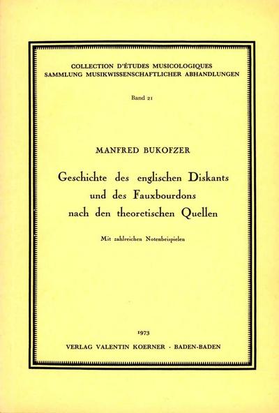 Geschichte des englischen Diskantsund des Fauxbourdons nach den