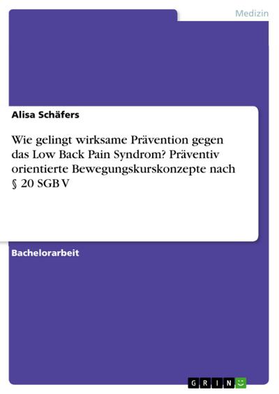 Wie gelingt wirksame Prävention gegen das Low Back Pain Syndrom? Präventiv orientierte Bewegungskurskonzepte nach § 20 SGB V