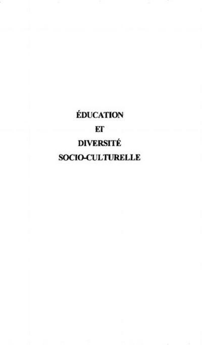 EDUCATION ET DIVERSITE SOCIO-CULTURELLE