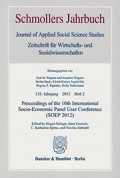 Proceedings of the 10th International Socio-Economic Panel User Conference (SOEP 2012)