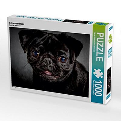 CALVENDO Puzzle Schwarzer Mops | 1000 Teile Lege-Größe 64x48cm Foto-Puzzle für glückliche Stunden