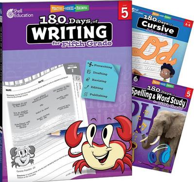 180 Days(tm) Writing, Spelling, & Cursive Grade 5: 3-Book Set
