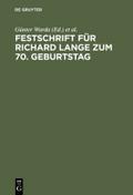 Festschrift für Richard Lange zum 70.Geburtstag