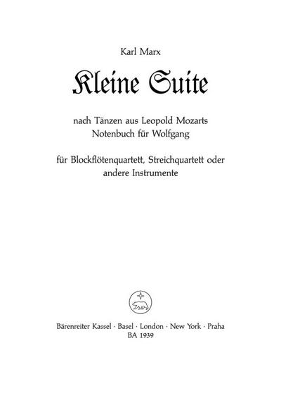 Kleine Suite nach Tänzen aus dem Notenbuch für Wolfgangfür 4 Blockflöten (SATB)