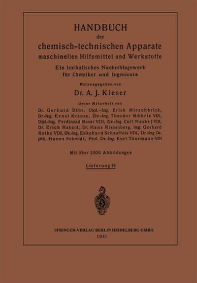 Handbuch der chemisch-technischen Apparate maschinellen Hilfsmittel und Werkstoffe