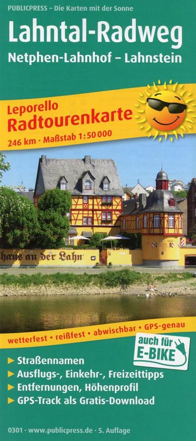 Radtourenkarte Lahntal-Radweg, Netphen-Lahnhof - Lahnstein 1 : 50 000