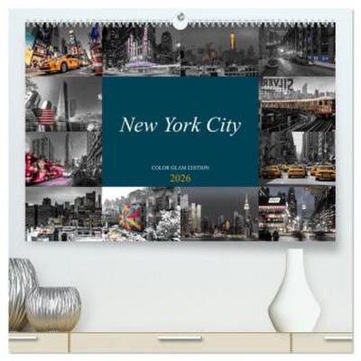 New York City - Color Glam Edition (hochwertiger Premium Wandkalender 2026 DIN A2 quer), Kunstdruck in Hochglanz