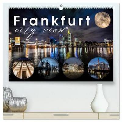 Frankfurt city view (hochwertiger Premium Wandkalender 2026 DIN A2 quer), Kunstdruck in Hochglanz