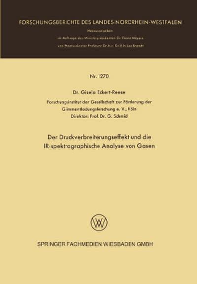 Der Druckverbreiterungseffekt und die IR-spektrographische Analyse von Gasen
