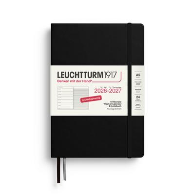 Wochenkalender & Notizbuch Medium (A5), 18 Monate, Schwarz 2027