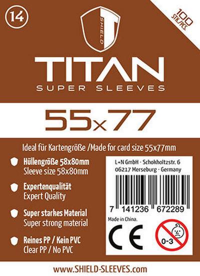 Shield Titan 14 - 100 Super Sleeves für Kartengröße 55 x 77 mm