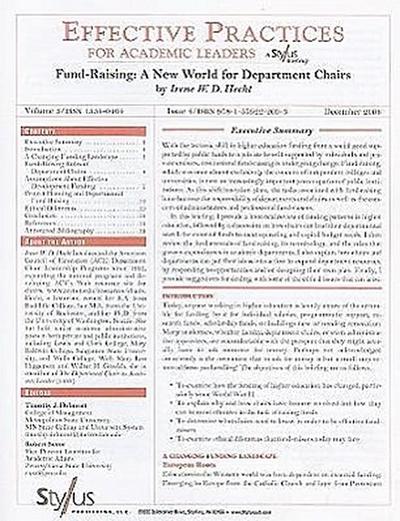 Fund-Raising: A New World for Department Chairs