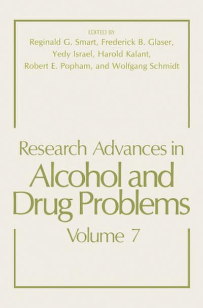 Research Advances in Alcohol and Drug Problems