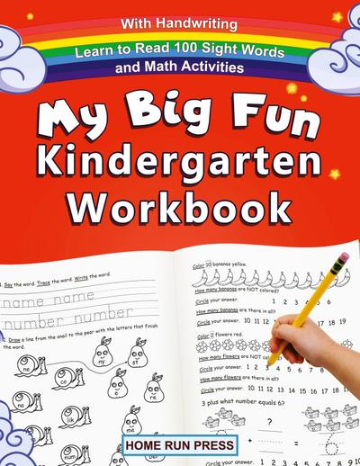 My Big Fun Kindergarten Workbook with Handwriting Learn to Read 100 Sight Words and Math Activities