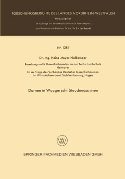 Dornen in Waagerecht-Stauchmaschinen