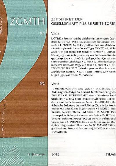 ZGMTH - Zeitschrift der Gesellschaft für Musiktheorie, 9.Jahrgang 2012